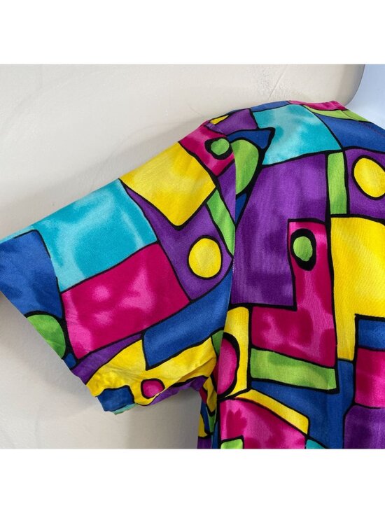 Vintage 80s Top Womens XLarge Art To Wear Bold Statement City Chic Graffiti - Picture 6 of 13